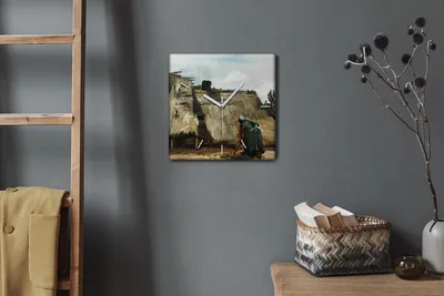 Produktbild von Coloray Hodiny Unikátní 30x30 cm  Tiché hodiny Pro obývací pokoj a kuchyň Nástěnné hodiny Plátno Bílé ručičky hodin - Vesnice domy