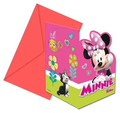 Zdjęcie produktu dla Zaproszenia Urodzinowe Myszka Minnie Rózowa 6Szt