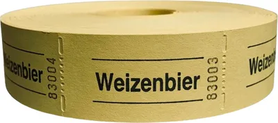 Produktbild von Bonrolle WEIZENBIER gelb 1000 perforierte Abrisse fortlaufend nummeriert