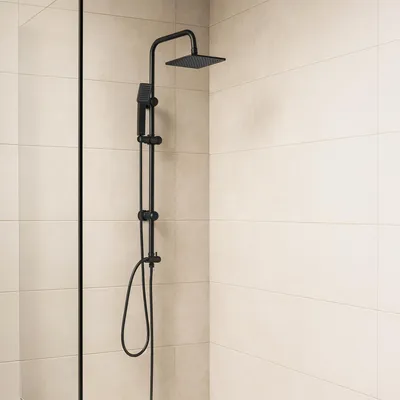 Produktbild von Grafner® Duschgarnitur mit Regenschauerduschkopf und Handbrause Duschsäule Schwarz