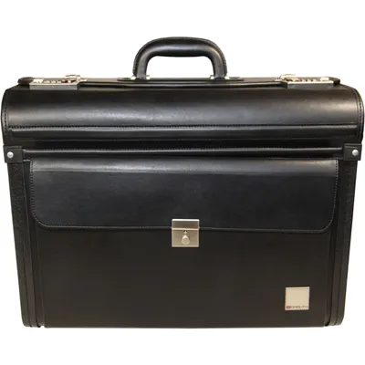 Image de Valise de pilote Masters aspect cuir à roulettes / 2179 37 x 48 x 24 cm, noire