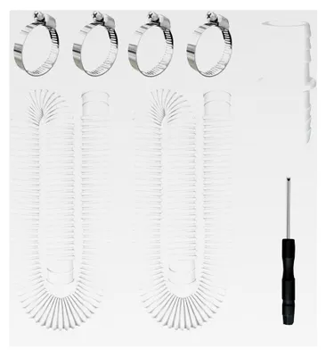 Produktbild von 2 Stück Poolschlauch 32mm für Poolpumpe mit 4 Sicherungsclips und 1 Schlauchverbinder 100 cm (Weiß)