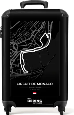 Produktbild von NoBoringSuitcases.com® Koffer Handgepäck Trolley Rollkoffer Kleine Reisekoffer mit 4 Rollen - Formel 1 - Circuit de Monaco - Rennsport - Schwarz und weiß - Monaco - Cabin Size < 55x40x23 cm & 55x40x20 cm - Fotokoffer - Kabinenkoffer - BoardgepäckHandgepäck Koffer 55x35x20 cm, 36L,