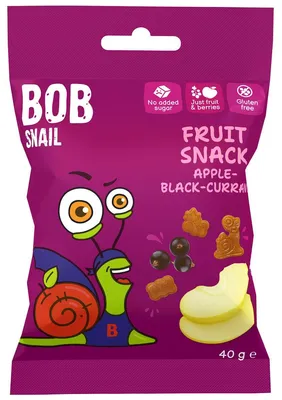 Produktbild von Apfel- und schwarze Johannisbeer-Gummibärchen, ohne Gelatine, glutenfrei, 40 g - BOB SNAIL