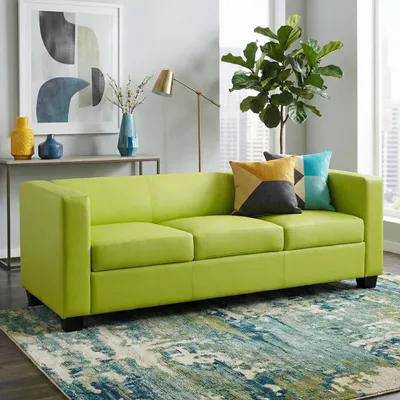Obrázok produktu pre 3-miestna pohovka lounge sofa Lille ~ Imitácia kože, svetlozelená