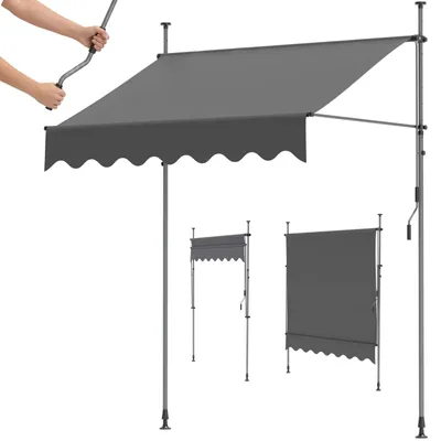 Produktbild von Klemmmarkise für Balkon - Balkonmarkise - 250x120 cm - Höhenverstellbar 173–300 cm - Ohne Bohren - Handkurbel - Wasserabweisend - UV-Schutz