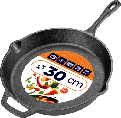 Immagine prodotto di Padella in ghisa KADAX da 30 cm, padella in ghisa, adatta all'induzione e al forno, padella in ghisa per induzione, padella per grigliare, padella in ghisa, padella per bistecche