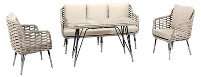 Immagine prodotto di Divano componibile in rattan, mobili da giardino, mobili per terrazza, set lounge, balcone, arredamento da esterno, 4 pezzi.