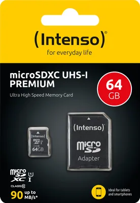 Zdjęcie produktu dla Intenso 3423490 Karta pamięci 64 GB MicroSDXC UHS-I Class 10
