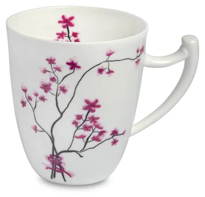 Produktbild von Becher, Tasse CHERRY BLOSSOM Kirschblüten für 400ml weiß rosa Porzellan TeaLogic