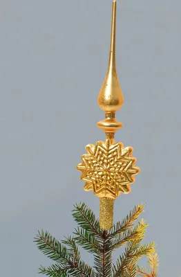 Produktbild von Christbaumspitze Schneeflocke Gold Echt Glas Weihnachtsbaumspitze 31cm