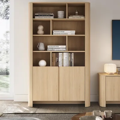 Produktbild von Abgerundetes Regal AURA R2D Eiche Vicenza Bücherregal Schrank Japandi