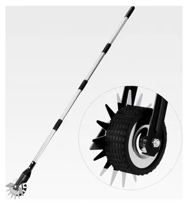 Produktbild von Rasenkantenschneider mit verbessertem Stiel, Kantenschneider für Rasen auf Rollen - Einstellbarer Rasenkantenroller, 3-teiliger Edelstahlgriff (100/135/170 cm)