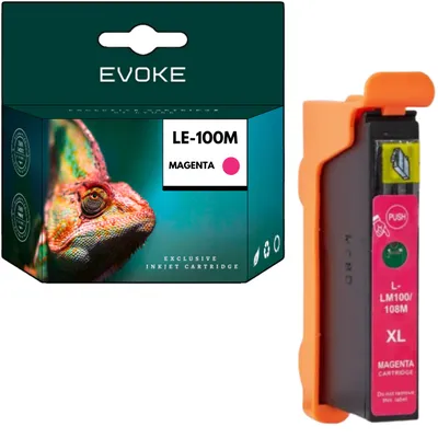 Image de Cartouche de toner compatible Evoke pour Lexmark 100XL, référence 100 XL 014N1070E 14N1070E, couleur magenta, capacité de 12 ml, rendement de 550 pages, compatible avec les modèles Impact S300, 301, 302, 305 ; Interpret S405 ; Intuition S505 ; Prospect Pro205 ; Prevail Pro705, 706 ; Prestige Pro805 ; Pinnacle Pro901
