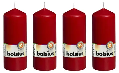 Image de lot de 4 bougies - hauteur 15 cm - diamètre 5,8 cm - rouge
