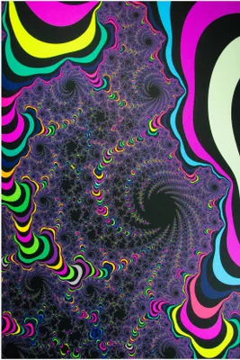 Produktbild von PSYWORK Schwarzlicht Bodenbelag Läufer Neon "Fractal Dimension I", 1,0x1,5m