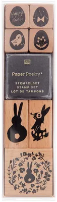 Produktbild von 7 Holzstempel mit Stempelkissen - Ostern