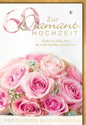 Produktbild von 60. Hochzeitstag - Glückwunschkarte im Format 11,5 x 17 cm - Rosa Rose