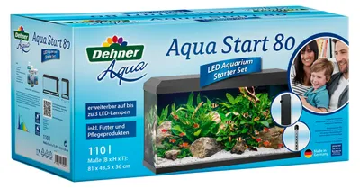 Produktbild von Dehner Aqua Aquarium Starterset 80, ca. 81 x 36 x 45 cm, inkl. Futter und Pflegeprodukten