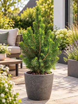 Produktbild von Zuckerhutfichte Picea glauca 'Conica' im Topf, Gesamthöhe ca. 30 cm – dekorativer immergrüner Konifer im Kegelwachstum