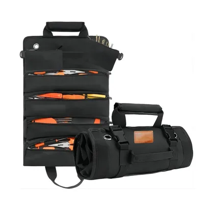 Produktbild von Werkzeugtasche, Werkzeug-Rolltasche, Große Werkzeugtrage Tasche mit 2 abnehmbaren Werkzeugtaschen, aufrollbare Werkzeugbox mit mehreren Taschen