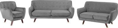 Produktbild von BELIANI Sofa Set Grau Samtstoff Sitzgruppe Klassisch Minimalistisch Wohnzimmer