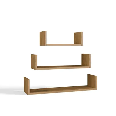 Produktbild von MOBI 3P Hängeregal-Set (3-teilig) – Moderne Wandregale aus Eichenholz