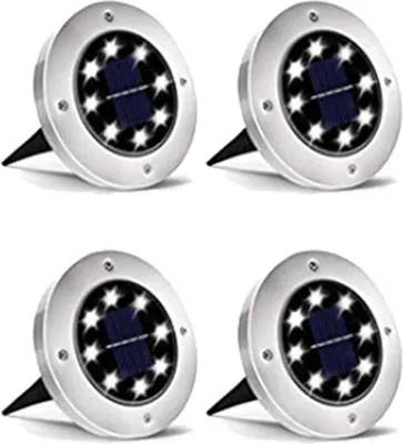 Produktbild von 4er-Pack Solar-Gartenleuchten, Bodeneinbauleuchten für Rasenflächen, Wege, Höfe, Treppen und Gehwege