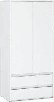 Produktbild von STIV Möbel | Kleiderschrank Weiß Matt 90x50x180 cm | 2 Türen & 2 Schubladen | Modern & schlicht | Viel Stauraum