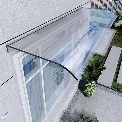 Produktbild von Vordach für Haustür Überdachung Haustürvordach Bogenvordach Türdach Polycarbonat Vordach für Balkon Fenster UV-Schutz Wetterfest 40x100cm