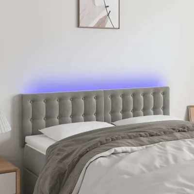 Produktbild von The Living Store LED Kopfteil Hellgrau 144x5x78/88 cm Samt