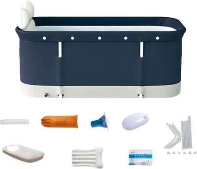 Immagine prodotto di Vasca da bagno pieghevole e portatile 120 x 60 cm - Vasca idromassaggio da appoggio per tutta la famiglia - Kit vasca da bagno