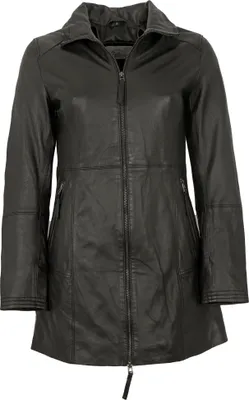 Produktbild von 7eleven - Damen Ledermantel Longjacke Lammnappa schwarz Größe 38