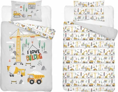 Produktbild von Bettwäsche, Baumwollbettwäsche für Kinder 90x120 5516b Baumaschinen