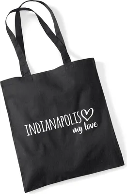 Produktbild von Huuraa Jutebeutel Indianapolis my love 10 Liter Black Baumwolle Tasche Geschenkidee