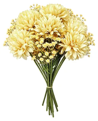 20 Kunstblumen Schleierkraut & Hortensien Gelb 29 cm