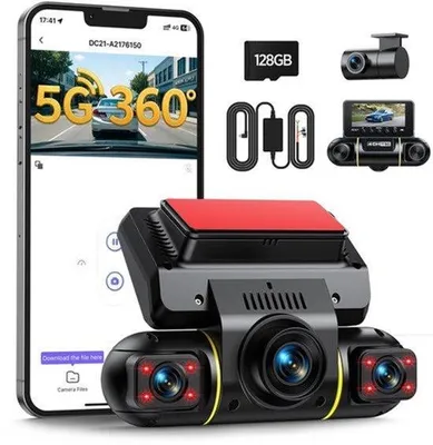 Productafbeelding van Dashcam Auto 4-Kanaals 1080P Met WiFi - 360 Graden Gezichtsveld - Zwart - Voor Parkeerbewaking En Nachtzicht