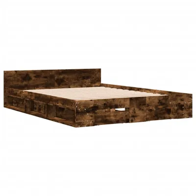 Produktbild von Bettgestell mit Schubladen Räuchereiche 150x200cm Holzwerkstoff