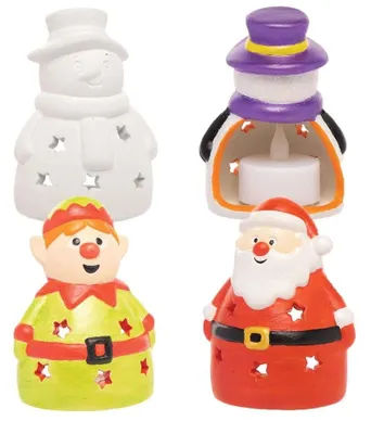 Keramik-Teelichthalter 3er-Pack, Weihnachtsmotive, 7,5x10x5 cm