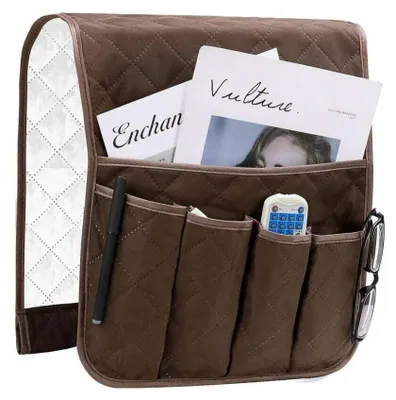 Produktbild von Armlehnen-Organizer für Sessel, Schutzhülle für Sofa und Stuhl, platzsparende Hängetaschen, rutschfeste Aufbewahrungstasche für Telefon, Bücher, Zeitschriften, TV-Fernbedienung, RUIOIU
