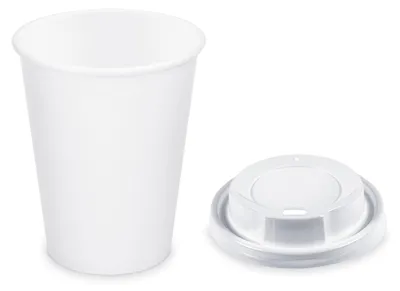 Produktbild von 100x Pappbecher Getränkebecher weiß 350 ml 420 ml Ø 90mm inkl. Trinkdeckel