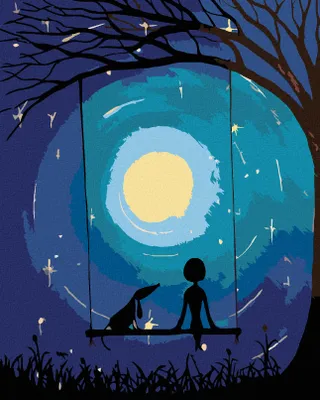 Produktbild von Zuty - Malen nach Zahlen - AUF DER SCHAUKEL UNTER DEM MOND, 40x50 cm, mit Keilrahmen (bereits gespannt)