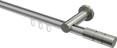 Produktbild von Interdeco Innenlaufstange / Gardinenstange mit Innenlauf Silbergrau / Edelstahl-Optik, Typ Platon Elanto (Rillenzylinder), 20 mm Ø 1-läufig, 540 cm