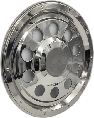 Produktbild von TruckKing Radkappe für die hintere Felge, Felgenkappe, Edelstahl, montiert auf einen Ring, Deluxe 22,5"