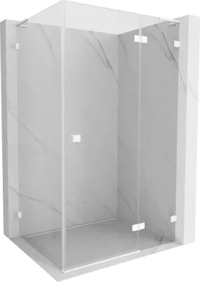 Produktbild von Mexen Lunar L Duschkabine, rechts öffnend, 100 x 80 cm, transparent, weiß - 834L-100-080-20-00-P