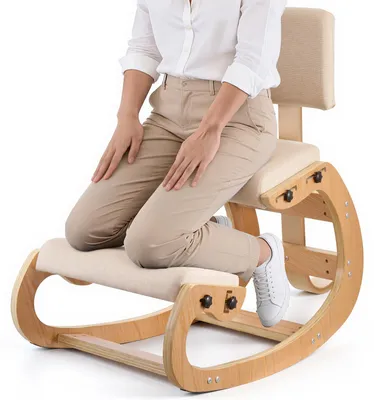 Immagine prodotto di VEVOR Sedia ergonomica a ginocchio con imbottitura in schiuma integrata, telaio in legno e schienale; poggiaginocchia regolabile per alleviare la tensione al collo e alla schiena; ideale per la casa e l'ufficio; colore beige