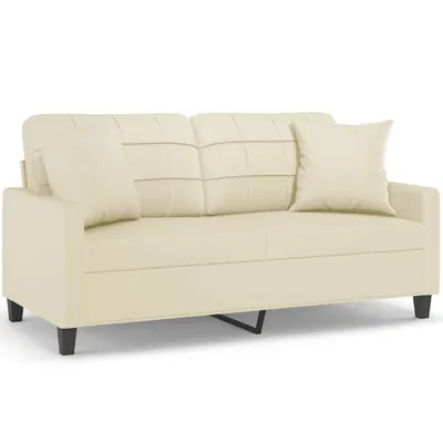 Produktbild von vidaXL 2-Sitzer-Sofa mit Zierkissen Creme 140 cm Kunstleder