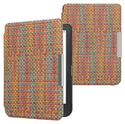 Produktbild von kwmobile Klapphülle kompatibel mit Kobo Clara BW / Clara Colour / Tolino Shine (5) / Shine Color Hülle - eReader Case - Farbenfroh karriert Gelb Rot