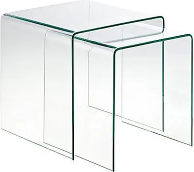 Two clear glass nesting tables.