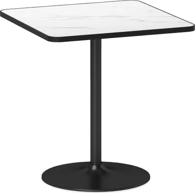 Produktbild von Esstisch, 70 x 70 cm quadratischer Küchentisch für 4 Personen mit Marmor-Optik für Küche Weiß
